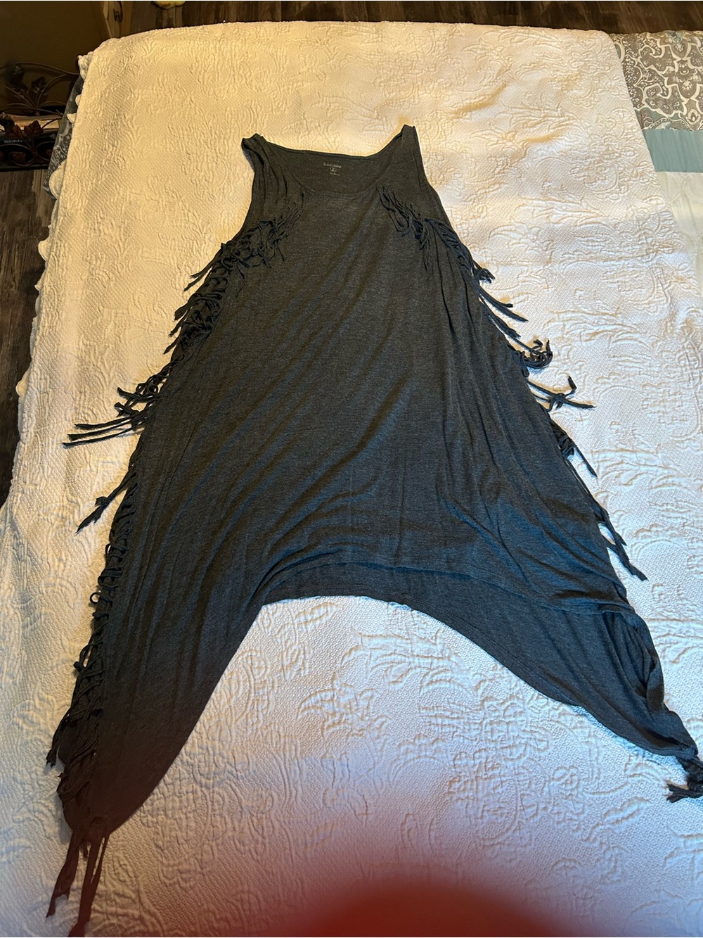 Kensie Charcoal Gray Sleeveless Fringe Tunic/Dress